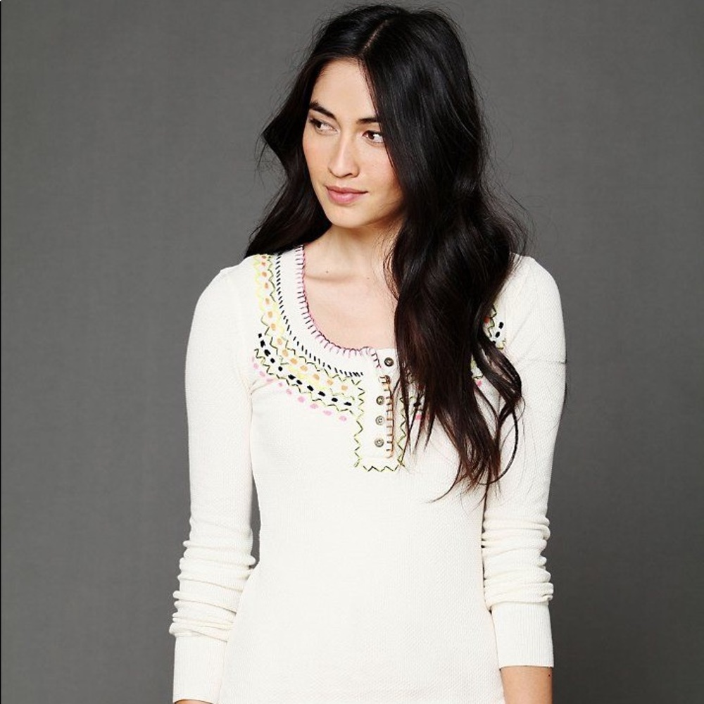 Free People Embroidered Thermal Small